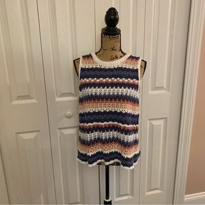 dip Multicolor Striped Crochet Knit Sweater Vest Size Large